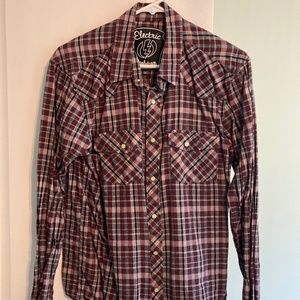 Electric Evolution plaid long sleeve snap shirt - Men's M